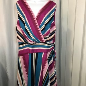 NWT Roz & Ali Sleeveless Striped Dress Size 14W